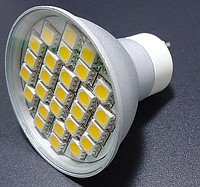 GU10 27 SMD 5050 4,5W 12V ALU B.CIEPŁA 3100K 120st. z przetwornicą CCD